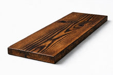 Load image into Gallery viewer, Shou Sugi Ban Floating Shelf – Handmade Burnt Wood Shelf – Rustic Wall Shelf – Burnt Pine &amp; Dark Walnut  – Modern Floating Shelf
