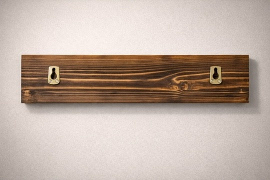 Rustic Shou Sugi Ban Key Holder with Shelf – Handmade Burnt Wood Entryway Organizer – Wall Mounted Key Rack with Hooks – Hallway Shelf