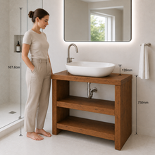 Load image into Gallery viewer, Handmade Rustic Wood Bathroom Vanity Unit. Oak Finish – 900mm Wide
