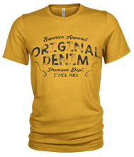 Load image into Gallery viewer, Original Denim Organic Cotton T-shirt for jeans, Front Print Crew Neck
