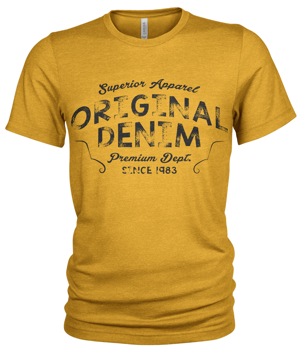 Original Denim Organic Cotton T-shirt for jeans, Front Print Crew Neck