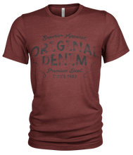 Load image into Gallery viewer, Original Denim Organic Cotton T-shirt for jeans, Front Print Crew Neck
