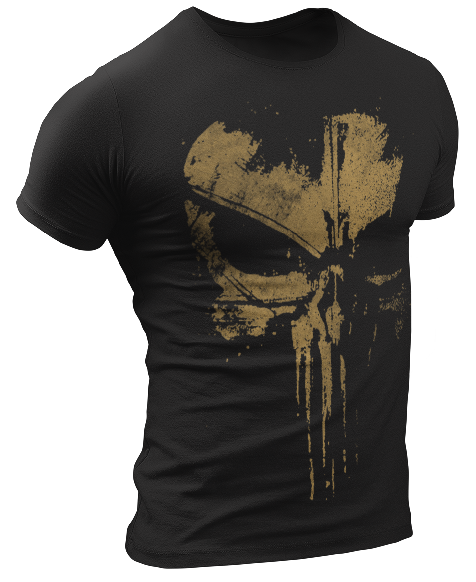 The Punisher Dark Gold Skull Men's T Shirt